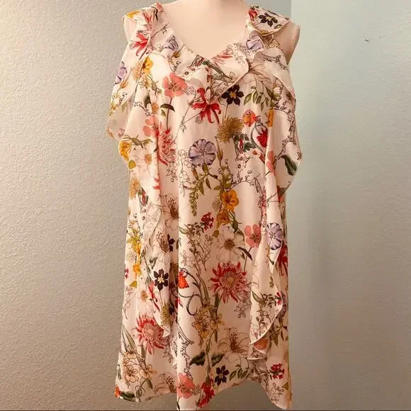 Parker Glory Dress, Floral Print, Cold Shoulder. Size Small - Picture 1 of 7